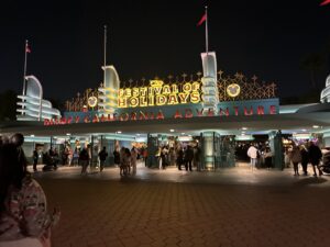Disney California Adventure decorated with Festival of Holidays